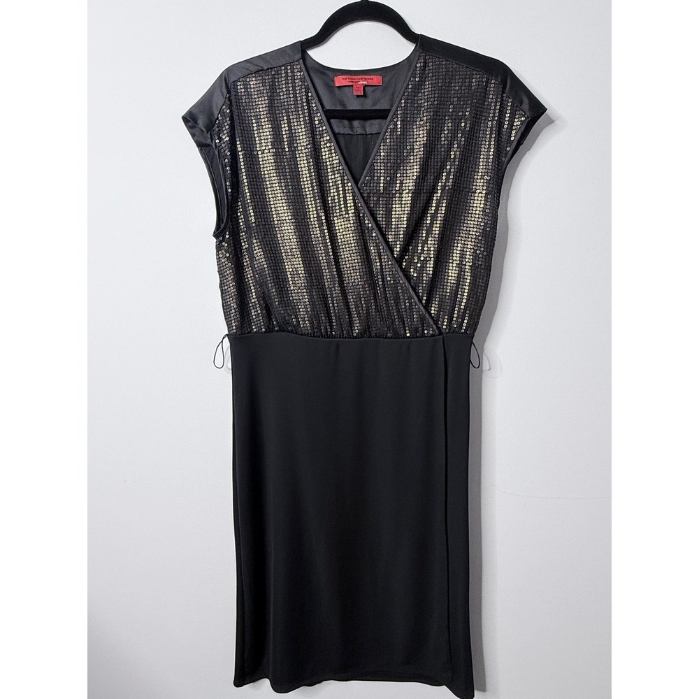 Narciso Rodriguez Design Nation Black Metallic Sequin Wrap Dress Medium